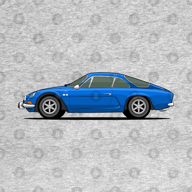 Alpine A110 side profile drawing by RJW Autographics